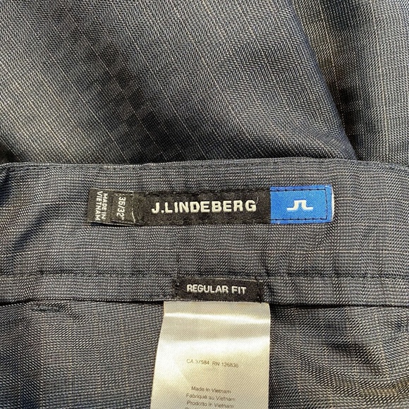 J. Lindeberg Men Elof Pants 36x32 Regular Fit Light Poly Blue Gray Striped Golf - Picture 8 of 16